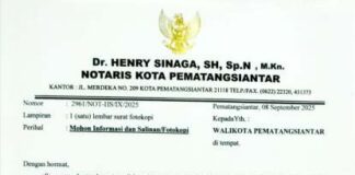 Notaris Dr. Henry Sinaga, surati Walikota Pematangsiantar terkait Janji Membatalkan Kenaikan NJOP 1.000 persen.