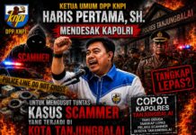 PERNYATAAN KETUA UMUM DPP KNPI HARIS PERTAMA DESAKAN TEGAS KEPADA KAPOLRI: SEGERA PERINTAHKAN KAPOLRES TANJUNGBALAI TUNTASKAN KASUS PENIPUAN ONLINE DAN DUGAAN TANGKAP LEPAS